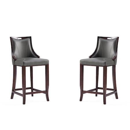 Manhattan Comfort Emperor Faux Leather Barstool in Pebble Grey - Set of 2 2-BS008-PE